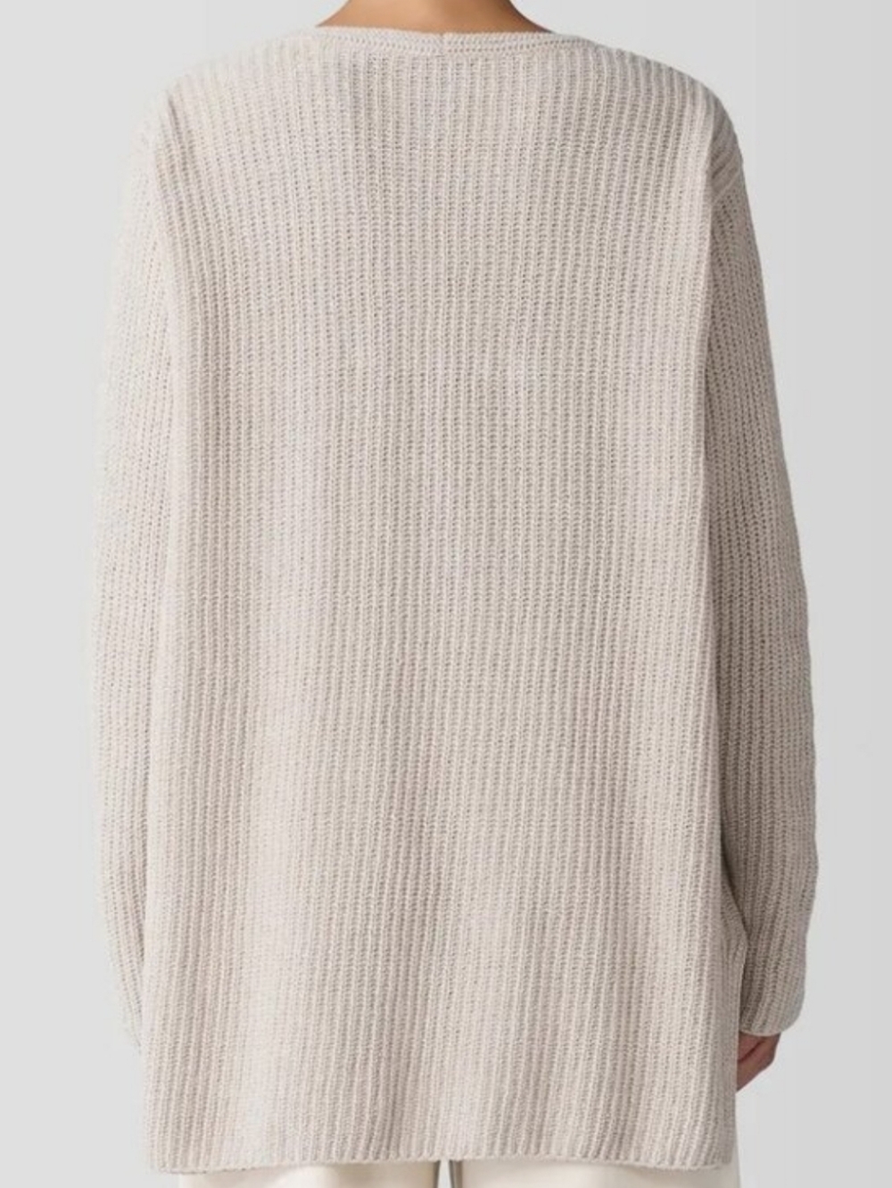 NWT Eileen Fisher 100% organic cotton chenille v neck top sweater Almond new! S - Picture 10 of 10